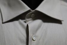 Canali Impeccable Regular Fit White & Mustard PinStripe Men’s Dress Shirt 17”/43