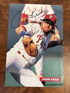 John Kruk Autographed Signed 1994 Team Issues 4x6 Postcard Phillies