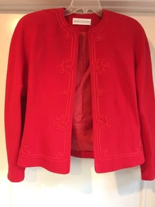 NEW Vtg Size 10 Pure Wool Valerie Stevens Victorian Red Short Fitted Jacket - Picture 1 of 10