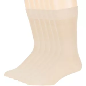 Men's Cotton 6 Pack Dress Business Anti-itch Crew Socks Large 10-13 Light Beige - Picture 1 of 9
