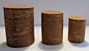 Cinnamon Cassia Wood Round Nested Storage Canisters Set of 3 Handmade in Vietnam - Picture 1 of 9