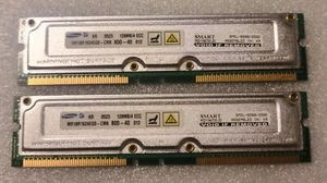 256mb (2x128mb) ECC PC800 Rambus RDRAM module Model MR18R1624EG0-CM8 - Picture 1 of 1