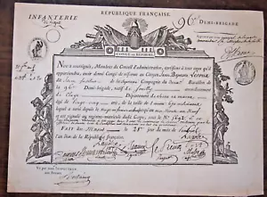 GENERAL Delarue (1756-1802) CONGÉ militaire à un fusilier à la 96e 1/2 brigade - Bild 1 von 5