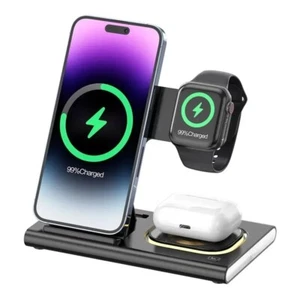 Chargeur Sans Fil Magnétique Induction Apple Iphone 12 13 14 15 Samsung Station - Photo 1 sur 15