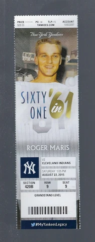POSADA #20 RETIRED / SEVERINO FIRST WIN - 2015 NY YANKEES FULL TICKET - Aug 22 Cover