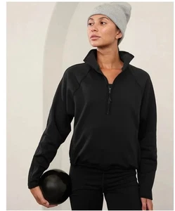 NWT Athleta Altitude Edge 1/2 Zip Sweatshirt Black - Size: XXS - Picture 1 of 8