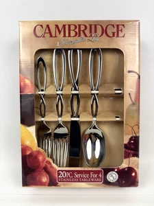Cambridge Allusion Infinity 16 pc 18/8 Stainless Flatware Set Fork Spoon New - Picture 1 of 16
