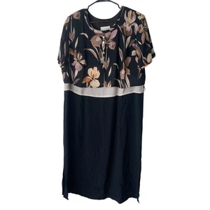Vintage Fitting Image PLUS SIZE 20 Layered Dress Grannycore Black Floral - Picture 1 of 14