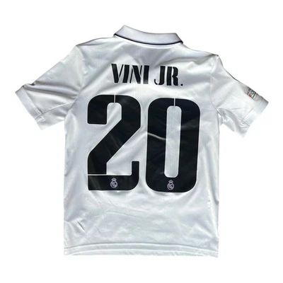 真正马德里 2022 2023 年家庭 UCL 足球衬衫球衣 #20 VINI JR。 12/14 码 — 第 1/4 张图片