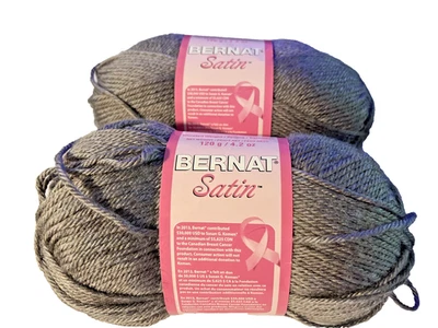 Bernat  SATIN Yarn GREY MIST HEATHER  Acrylic 4.2 Oz x 2  Bonus Skeins - Image 1 of 3