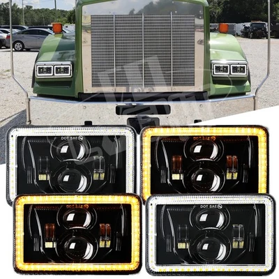 4X DOT 4x6'' LED Headlights for Kenworth T800 T400 T600 W900B Classic 120/132 HK - Image 1 of 4