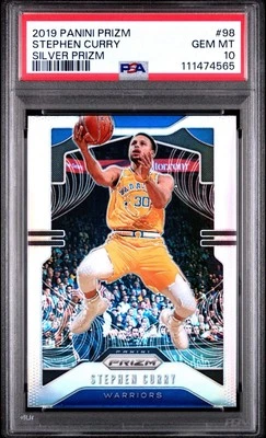Panini Prizm Stephen Curry Silver #98 Warriors 2019 PSA 10 gemas como nuevo losa Foto 1 de 4