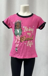 Just 2 Cute Living My Blessed Life Girls Short Sleeve Graphic Tee Size 7/8 - Picture 1 of 3