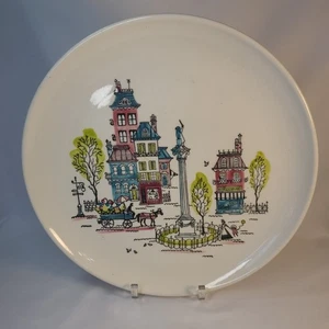 Vintage Metlox Poppytrail Parisian Street Scene Plate 10.25" - Picture 1 of 4