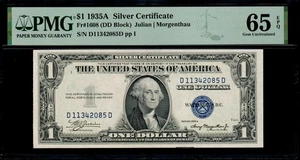 1935A $1 Silver Certificate DD Block PMG 65 EPQ Fr 1608 D/D Gem Uncirculated - Picture 1 of 2
