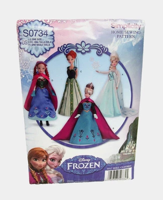 Simplicity Sewing Pattern S0734 Disney Frozen 11.5 in Doll Clothes Dresses uncut - Image 1 of 3