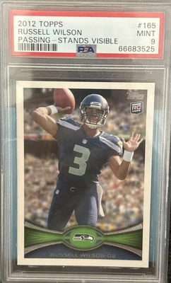2012 Topps Russell Wilson #165 Passing Stands Visible RC Rookie PSA 9 Mint - Image 1 of 2