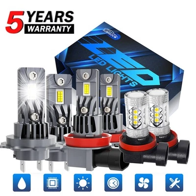 For Land Rover LR2 LR4 2010-2011 2012 2013 2014 2015 LED Headlight Fog Bulbs Kit - Image 1 of 4