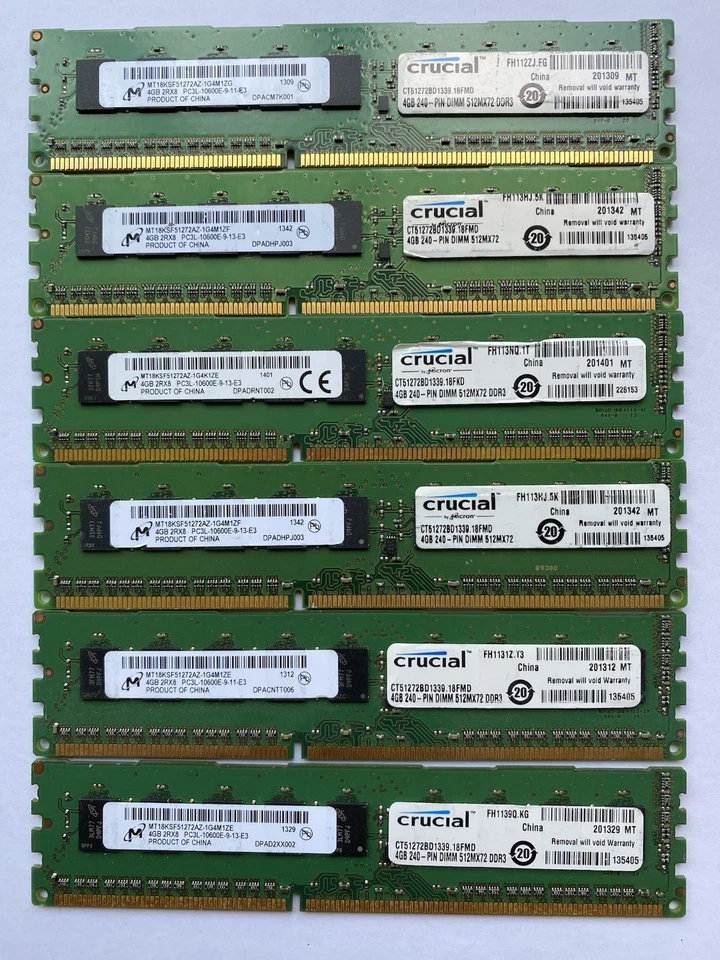 6 X 4GB  PC3L-10600  1333MHz DDR3 ECC Unbuffered Memory RAM UDIMM - Image 1 of 1