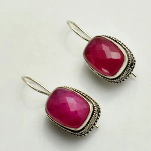Simulated Ruby Drop Dangle Antique Design Earrings Jewelry Gift 1.4" AE-63151 - Picture 1 of 1