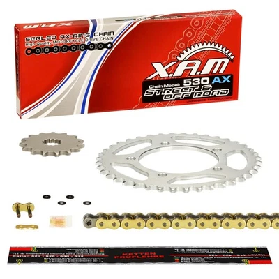 Suzuki GS 550 T, 1981 Chain Kit XAM Extra Reinforced Gold, Rivet Lock, GS550T - Image 1 of 4