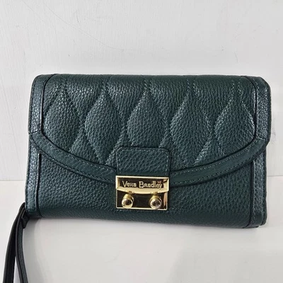 Vera Bradley Ultimate Muñequera Acolchada Cuero Billetera Bolso de Muñeca Guijarro... Foto 1 de 4