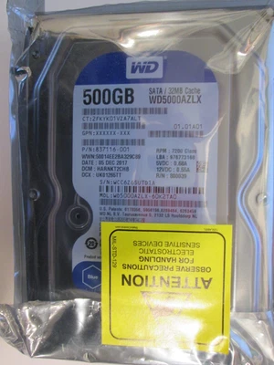 WD5000AZLX-60K2TA0  500GB 3.5in SATA HDD NEW IN ORIGINAAL PKG - Image 1 of 3