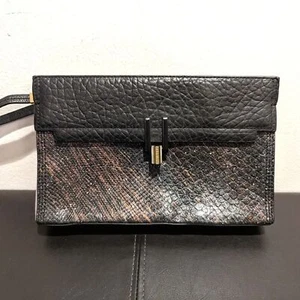 Pour La Victoire inez clutch wristlet snakeskin embossed multi black leather - Picture 1 of 10
