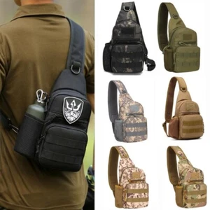 Men's Molle Crossbody Sling Messenger Shoulder Pack Tactical Chest Bag Backpack - Picture 1 of 30
