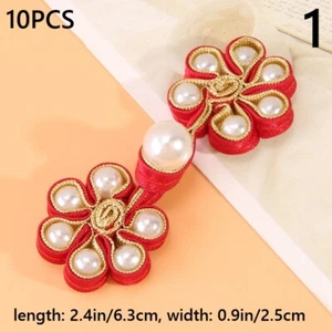 10X Chinese Flower Pearl Frog Button Cheongsam Tang Suit Hanfu Sewing Retro - Picture 1 of 46