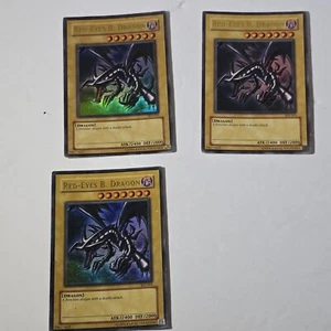 Lot Of 3 Red Eye Black Dragon Yugioh Cards - Picture 1 of 2