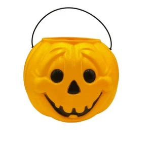 Cubo de calabaza Jack o’ Lantern de Halloween de colección molde soplado espuma general plásticos - Imagen 1 de 10