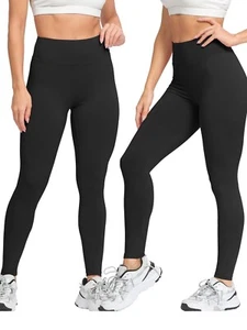 Leggings donna sportivi vita alta pantaloni yoga controllo pancia senza cuciture sollevamento del culo US - Foto 1 di 44