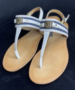 Tommy Hilfiger Women's White / Blue Sandal US 9 Adjustable Strap NEW - Picture 1 of 6