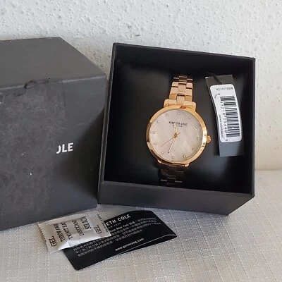 Reloj Kenneth Cole KC15173008 Damas Tono Oro Rosa Diamante Acento Necesita Batería Foto 1 de 4