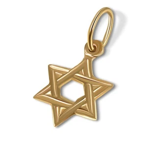 14k Yellow Gold Small Jewish 'Star of David' Necklace Pendant - Picture 1 of 2