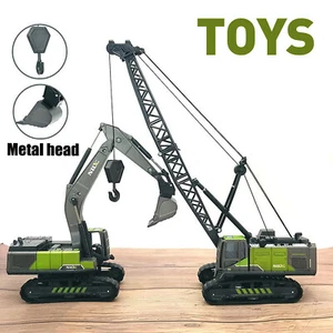 1:55 Engineering Vehicle Toys Excavator Crawler Crane Tower Crane Model Kids Tqk - Picture 1 of 23
