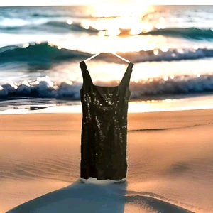 Jones Of New York beach cover /Dress black sequined sleeveless size 10 Womans - Picture 1 of 5