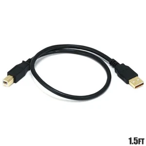 1.5FT USB Type A Male to B Male Printer Scanner Data Sync Cable Cord Gold Plated - Picture 1 of 3