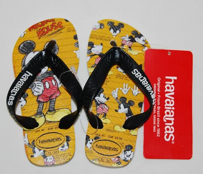 Sandalias chanclas negras Mickey Mouse unisex Havaianas defectuosas nuevas con etiquetas EE. UU. 9 Foto 1 de 4