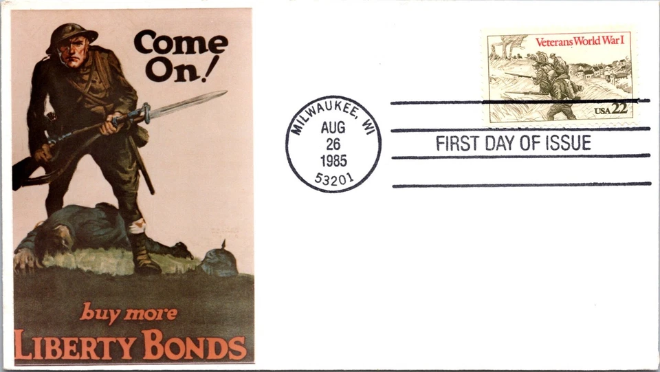 ACE FDC 1985 SC #2154 Veterans WWI - Milwaukee, Wi - Single - D179 - Image 1 of 2