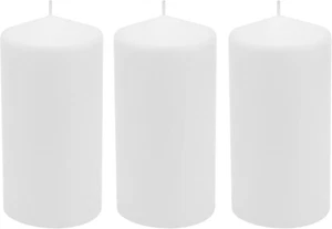 3 Pack Tall 3 X 6 Inch 65 Hour Long Burning Unscented White Wax Pillar Candles - Picture 1 of 12