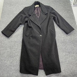 Stephanie Mathews Womens Trench Coat 9/10 Black Wool Nylon Jacket Winter Outdoor - Picture 1 of 16