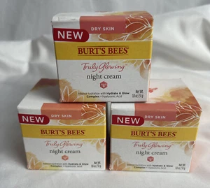 Burts Bees Truly Glowing Night Cream - Dry Skin Unisex 1.8 oz, White (3 Pack) - Picture 1 of 2