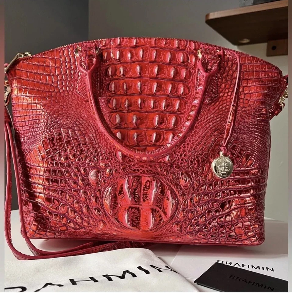 Brahmin Red Dragon Melbourne Leather Duxbury Satchel/ Handbag & Ady Wallet