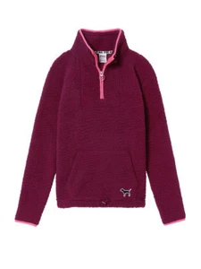 Victoria's Secret Pink SHERPA QUARTER-ZIP With Kangaroo Pocket Medium - Picture 1 of 2