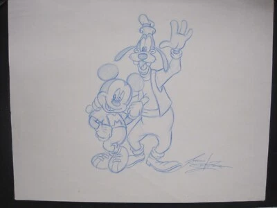 Lápiz azul firmado por Disney Mickey and Goofy Concept Sketch J. Van Hoozer Foto 1 de 4