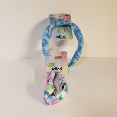 Scunci обруч для волос лента и обруч для волос комфорт синий, розовый, зеленый галстук краситель цвет - Изображение 1 из 3