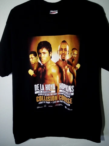 De La Hoya And Hopkins 2004 Collision Course Shirt Black Xl Cover