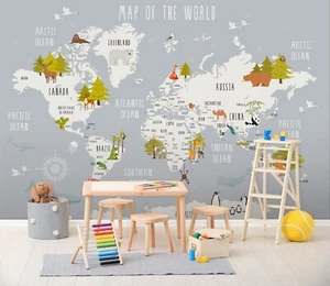 3D Simple World Map 881N Wallpaper Wall Murals Wall Paper Wall Print Mural Romy - Picture 1 of 11